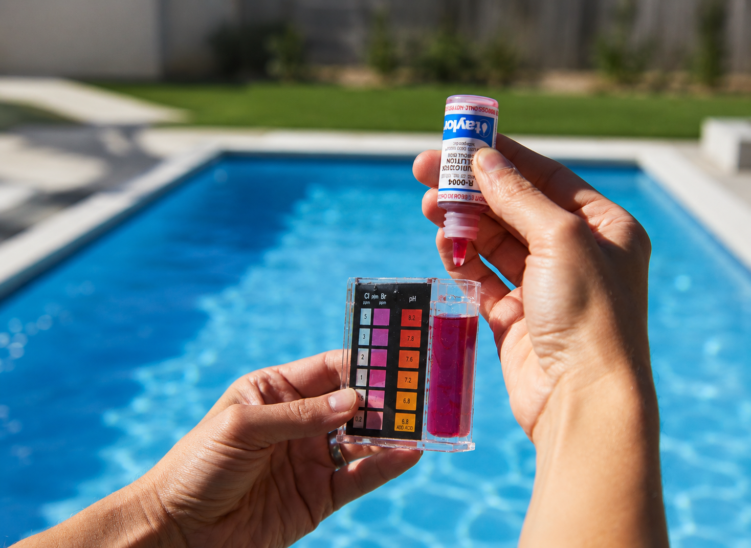 All Blue Pool Services technician testing water chemistry
